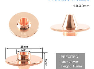 WSX Single Nozzles,Diameter: φ28mm,Height: 15mm,Thread: M11*0.75,Material: High End Copper