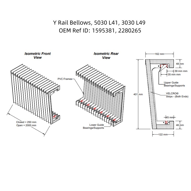 Laser Protective Bellows Cover 2072783 1354095 for Trumpf L3060